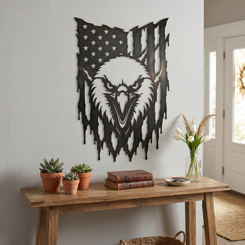 Patriotic Eagle American Flag Laser SVG | Plasma Cut Metal Wall Art | CNC Laser Cut File | Bald Eagle USA Flag Dxf Eps Png SVG HappyDesignStudio 