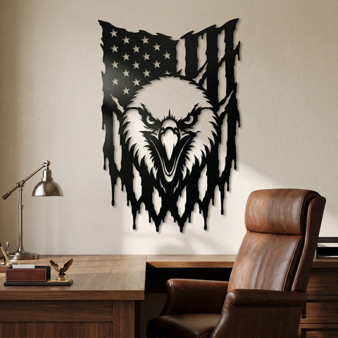 Patriotic Eagle American Flag Laser SVG | Plasma Cut Metal Wall Art | CNC Laser Cut File | Bald Eagle USA Flag Dxf Eps Png SVG HappyDesignStudio 