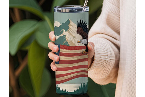 Patriotic Eagle & Flag 20oz Tumbler Sublimation DesignSVG 