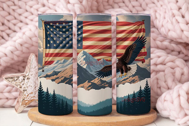 Patriotic Eagle & Flag 20oz Tumbler Sublimation DesignSVG 