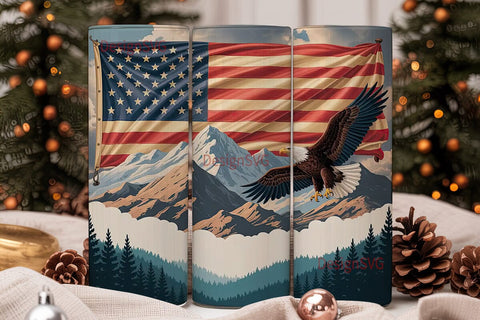 Patriotic Eagle & Flag 20oz Tumbler Sublimation DesignSVG 