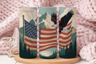 Patriotic Eagle & Flag 20oz Tumbler Sublimation DesignSVG 