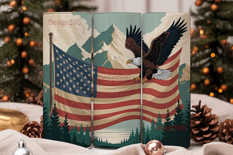 Patriotic Eagle & Flag 20oz Tumbler Sublimation DesignSVG 