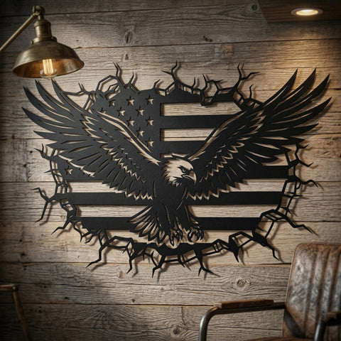 Patriotic Eagle Flag SVG for Plasma & CNC | American Metal Wall Art Dxf | Laser Cut Eagle Design | USA Flag Sign File, Instant Download SVG HappyDesignStudio 