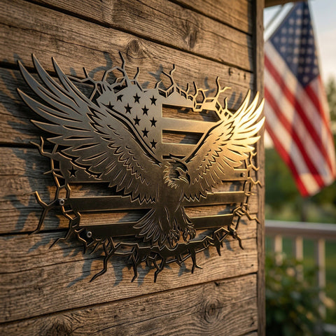 Patriotic Eagle Flag SVG for Plasma & CNC | American Metal Wall Art Dxf | Laser Cut Eagle Design | USA Flag Sign File, Instant Download SVG HappyDesignStudio 