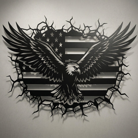 Patriotic Eagle Flag SVG for Plasma & CNC | American Metal Wall Art Dxf | Laser Cut Eagle Design | USA Flag Sign File, Instant Download SVG HappyDesignStudio 