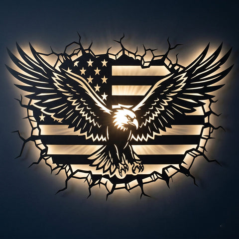 Patriotic Eagle Flag SVG for Plasma & CNC | American Metal Wall Art Dxf | Laser Cut Eagle Design | USA Flag Sign File, Instant Download SVG HappyDesignStudio 