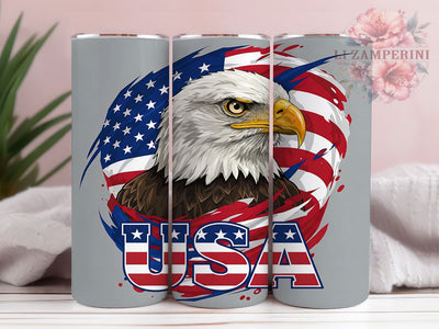 Patriotic Eagle Flag Tumbler, USA American Flag Tumbler Wrap, 20oz Sublimation Template, Skinny Tumbler Wrap, Digital Download, Independence Day Gift, Bald Eagle Art Sublimation Li Zamperini 