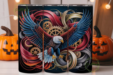 Patriotic Eagle Flight 20oz Tumbler Wrap Sublimation PixelChick 