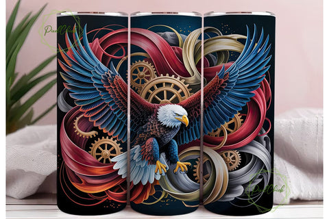Patriotic Eagle Flight 20oz Tumbler Wrap Sublimation PixelChick 