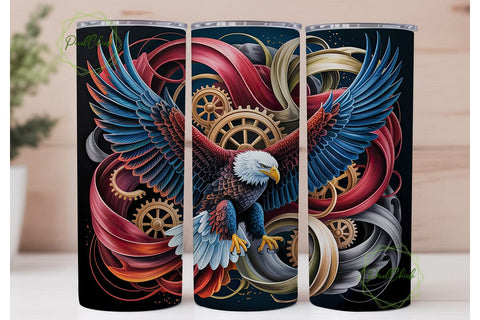 Patriotic Eagle Flight 20oz Tumbler Wrap Sublimation PixelChick 