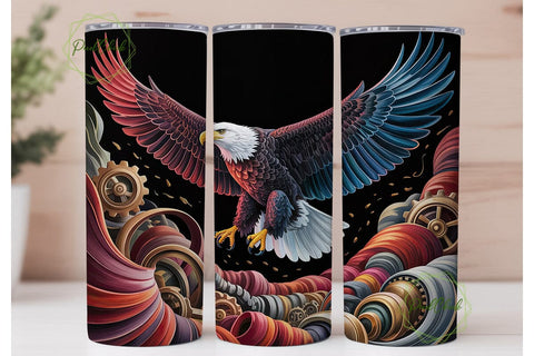 Patriotic Eagle Flight 20oz Tumbler Wrap Sublimation PixelChick 