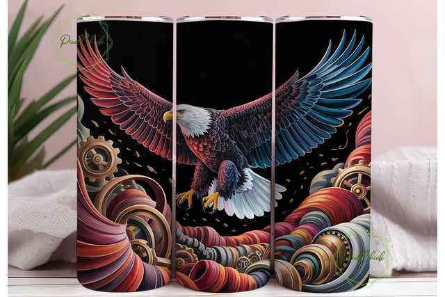 Patriotic Eagle Flight 20oz Tumbler Wrap Sublimation PixelChick 