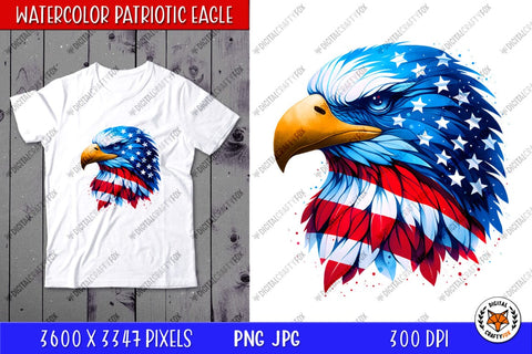 Patriotic Eagle Head PNG, 4th of July Sublimation PNG Sublimation Digital Craftyfox 