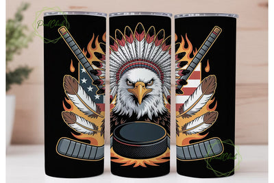 Patriotic Eagle Hockey 20oz Tumbler Wrap Sublimation PixelChick 