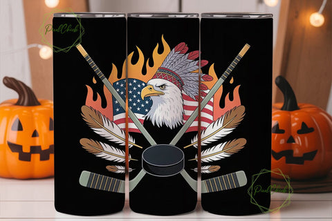 Patriotic Eagle Hockey 20oz Tumbler Wrap Sublimation PixelChick 