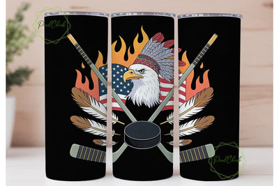 Patriotic Eagle Hockey 20oz Tumbler Wrap Sublimation PixelChick 