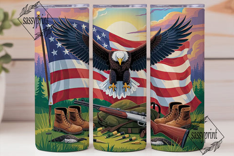Patriotic Eagle Hunting Tumbler Wrap Sublimation sassyprint 