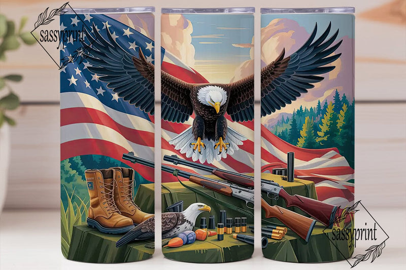 Patriotic Eagle Hunting Tumbler Wrap Sublimation sassyprint 