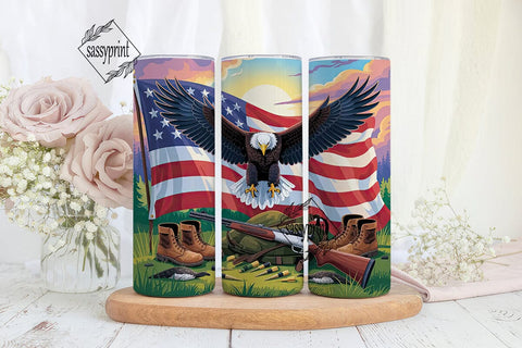 Patriotic Eagle Hunting Tumbler Wrap Sublimation sassyprint 