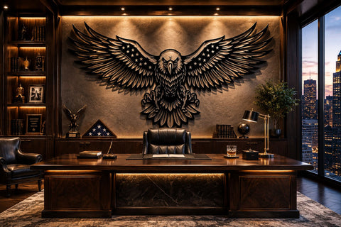 Patriotic Eagle Metal Wall Art SVG | American Flag Eagle Dxf Png Eps | Plasma Cut File | CNC Laser Cut Design | USA Outdoor Decor SVG HappyDesignStudio 