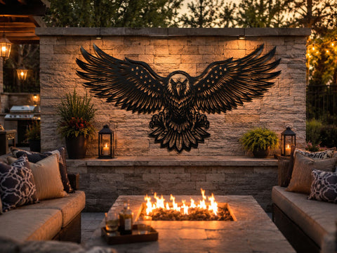 Patriotic Eagle Metal Wall Art SVG | American Flag Eagle Dxf Png Eps | Plasma Cut File | CNC Laser Cut Design | USA Outdoor Decor SVG HappyDesignStudio 