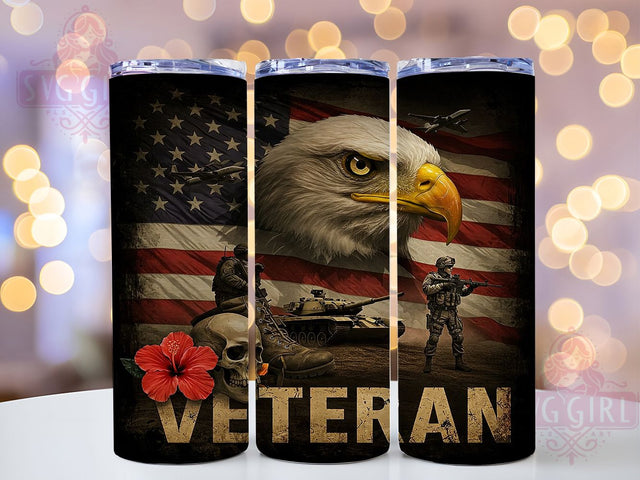 Patriotic Eagle Military Tumbler, Military Veteran Tumbler, American Flag Design, 20oz Sublimation Wrap, USA Military Cup, Eagle Flag Wrap, Veterans Day Tumbler Sublimation SvggirlplusArt 