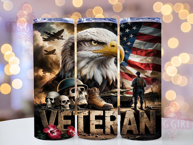 Patriotic Eagle Military Tumbler, Military Veteran Tumbler, American Flag Design, 20oz Sublimation Wrap, USA Military Cup, Eagle Flag Wrap, Veterans Day Tumbler Sublimation SvggirlplusArt 