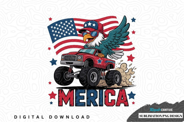 Patriotic eagle monster truck sublimation png design Sublimation Regulrcrative 