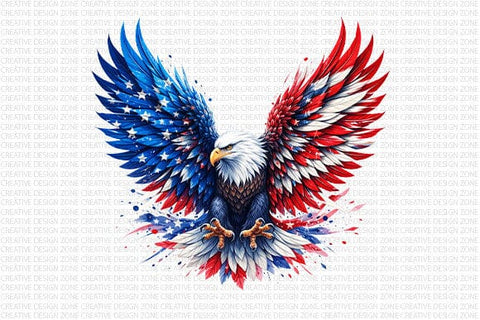 Patriotic Eagle PNG American Flag Bald Eagle Sublimation Design SVG BillahCrafts 