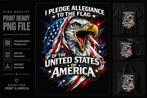 Patriotic Eagle PNG American Pride Flag Sublimation Digital Download SVG BillahCrafts 