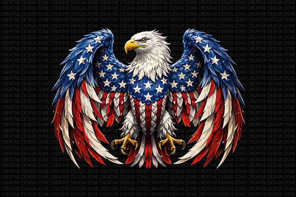 Patriotic Eagle PNG Digital Download | American Flag Sublimation Design SVG BillahCrafts 