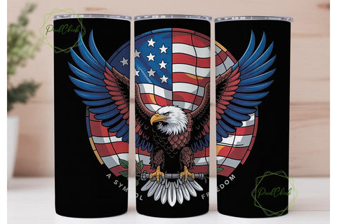Patriotic Eagle Stained Glass Tumbler Sublimation PixelChick 