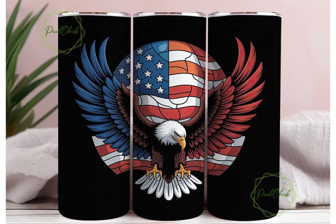 Patriotic Eagle Stained Glass Tumbler Sublimation PixelChick 