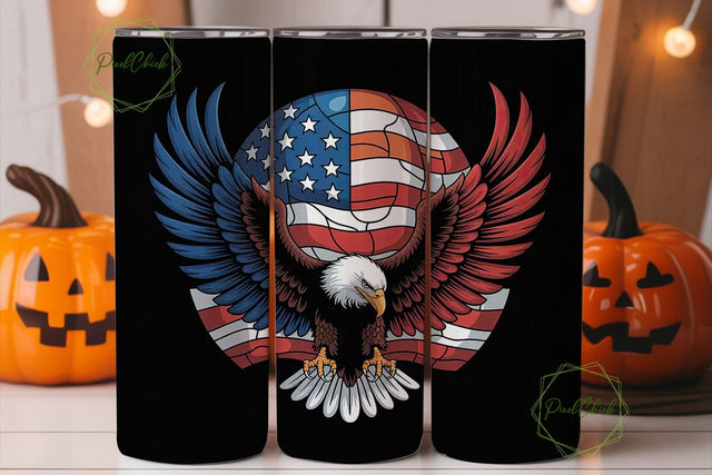 Patriotic Eagle Stained Glass Tumbler Sublimation PixelChick 