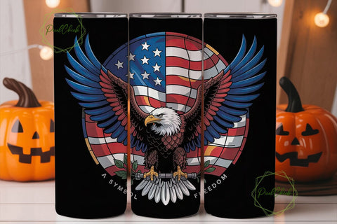 Patriotic Eagle Stained Glass Tumbler Sublimation PixelChick 