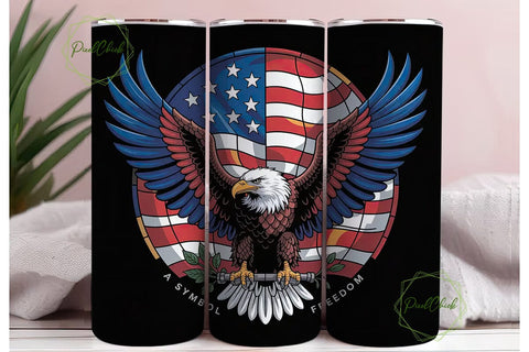 Patriotic Eagle Stained Glass Tumbler Sublimation PixelChick 