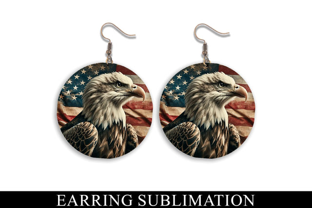 Patriotic Eagle Sublimation Earrings Design Sublimation BijouBay 