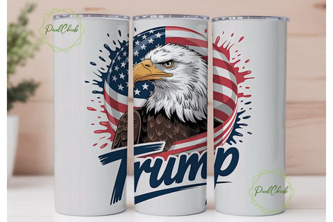 Patriotic Eagle Trump 20oz Tumbler Wrap Sublimation PixelChick 