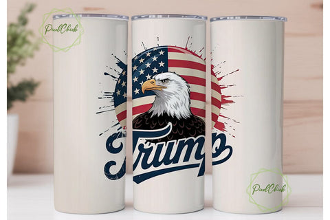 Patriotic Eagle Trump 20oz Tumbler Wrap Sublimation PixelChick 