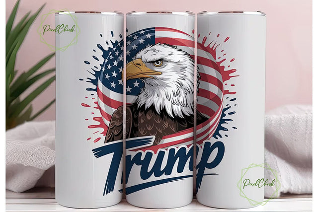 Patriotic Eagle Trump 20oz Tumbler Wrap Sublimation PixelChick 