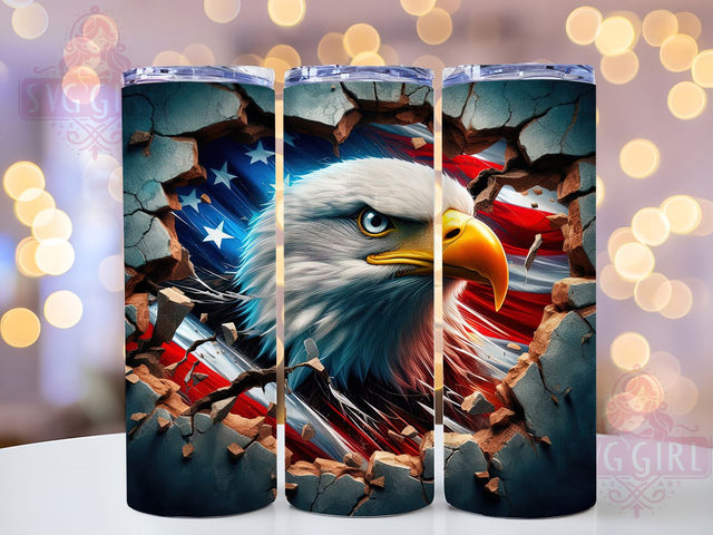 Patriotic Eagle Tumbler Wrap, Patriotic Eagle Design, American Flag Tumbler Wrap, 20oz Sublimation Template, Skinny Tumbler Wrap, Digital Download, Bald Eagle Art, Independence Day Gift Sublimation SvggirlplusArt 