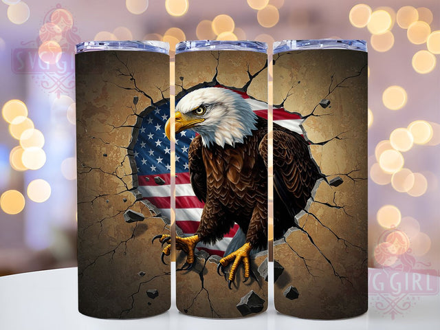 Patriotic Eagle Tumbler Wrap, Patriotic Eagle Design, American Flag Tumbler Wrap, 20oz Sublimation Template, Skinny Tumbler Wrap, Digital Download, Bald Eagle Art, Independence Day Gift Sublimation SvggirlplusArt 
