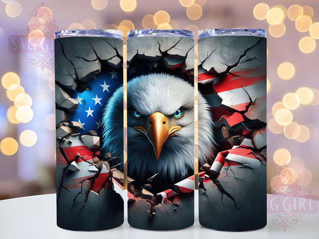 Patriotic Eagle Tumbler Wrap, Patriotic Eagle Design, American Flag Tumbler Wrap, 20oz Sublimation Template, Skinny Tumbler Wrap, Digital Download, Bald Eagle Art, Independence Day Gift Sublimation SvggirlplusArt 
