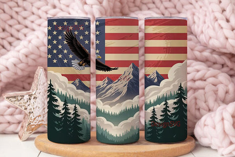 Patriotic Eagle Tumbler Wrap Sublimation DesignSVG 