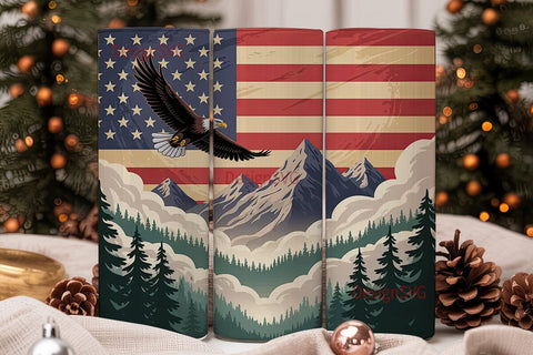 Patriotic Eagle Tumbler Wrap Sublimation DesignSVG 