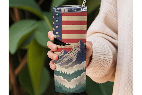 Patriotic Eagle Tumbler Wrap Sublimation DesignSVG 