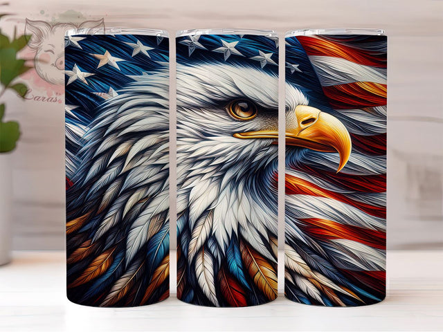 Patriotic Eagle USA American Flag 20oz Tumbler Png, Straight & Tapered Tumbler Png, 4th Of July Tumbler Png, Digital Download PNG Sublimation Lara' s Designs 
