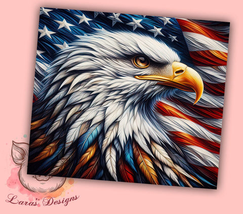 Patriotic Eagle USA American Flag 20oz Tumbler Png, Straight & Tapered Tumbler Png, 4th Of July Tumbler Png, Digital Download PNG Sublimation Lara' s Designs 