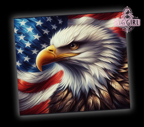Patriotic Eagle USA American Flag 20oz Tumbler Wrap Sublimation Design, Straight Tapered Tumbler Wrap, 4th of July Tumbler Png, Instant Digital Download Sublimation SvggirlplusArt 